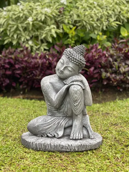 Hema - Buddha relax - left knee is up, 45 cm H | cast stone 